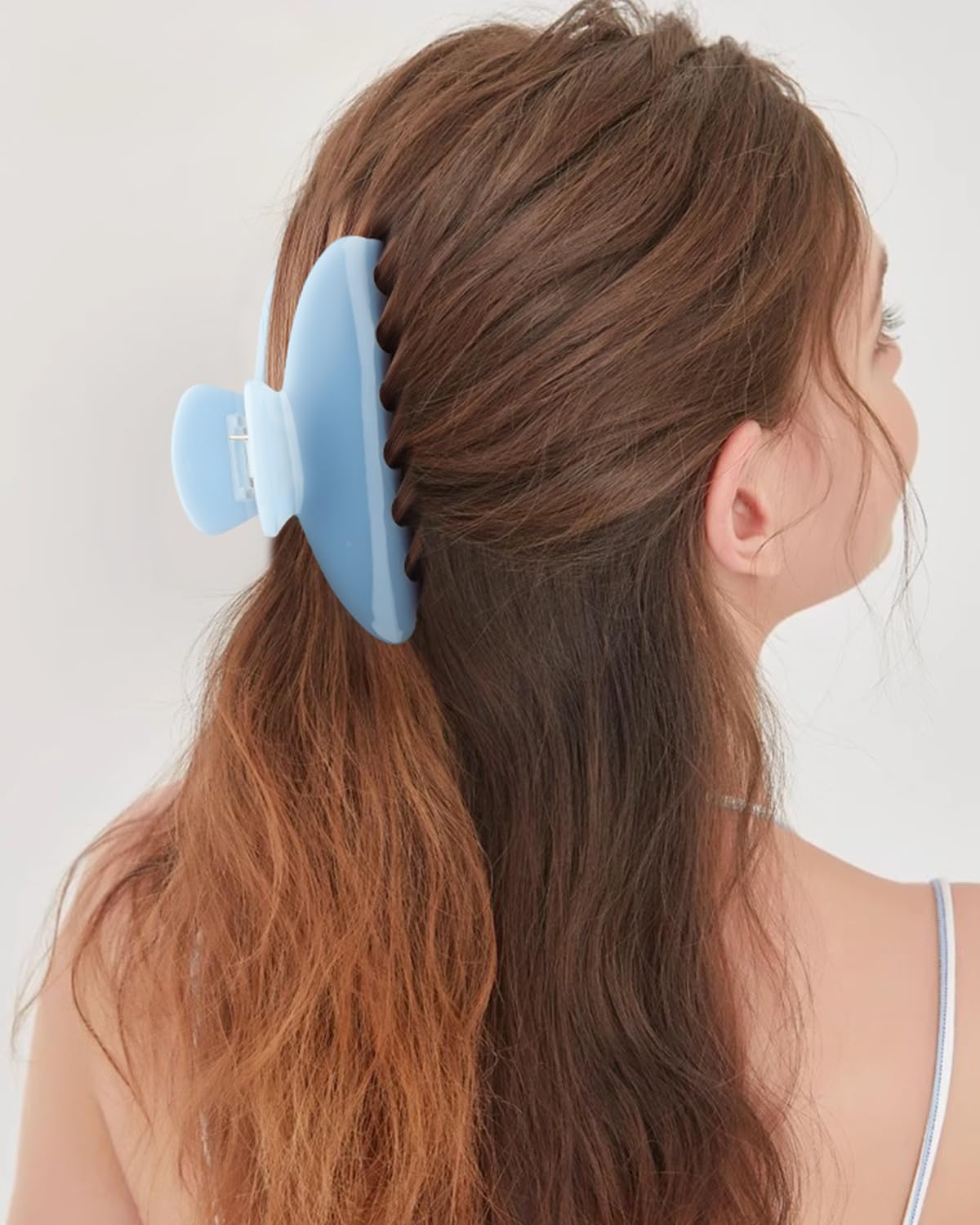MAORULU Cute Claw Clip for Women – 4'' Large Acetate Hair Clips for Thick Thin Curly Long Hair, Durable Hair Clamps Non-slip Jaw Clip, Strong Hold, Stylish French Design (Baby Blue) - Image 8