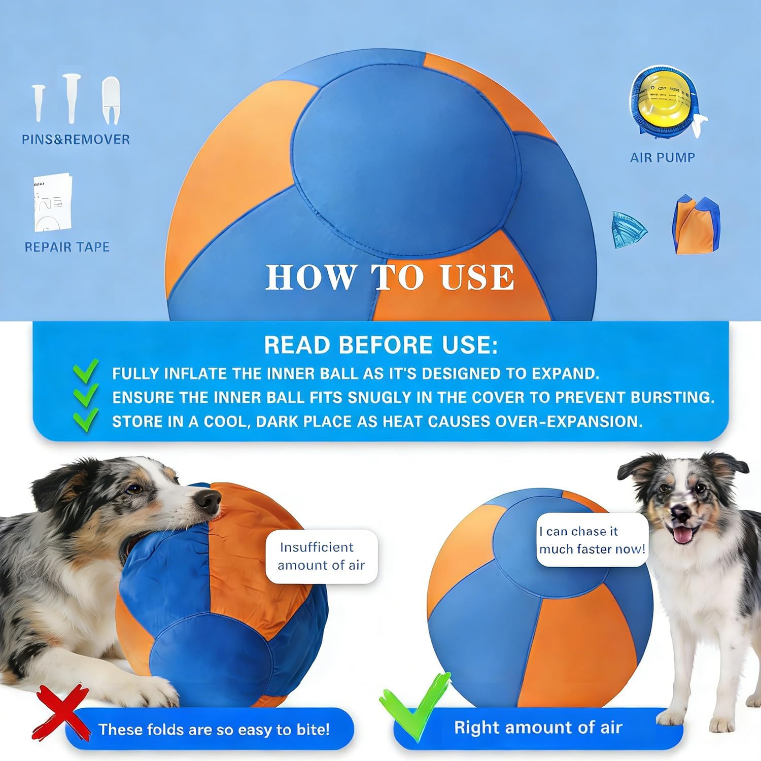 Herding Ball for Dogs-18‘’Dog Herding Ball,Durable Waterproof Dog Toy,Thickened Explosion-Proof and Waterproof Dog Herding Balls for Australian/German Shepherd Collie- Outdoor&Yard Play (s)