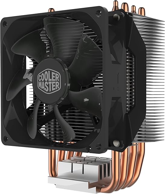 Cooler Master Hyper H412R CPU Air Cooler - Low-Profile Cooling System, Direct Contact Technology, 4 Copper Heat Pipes, Compact Aluminium Heatsink with 92mm PWM Fan - AMD & Intel Compatible
