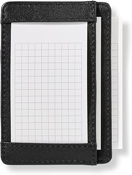 Levenger Wallet Writer - Writing platform for Wallet Cards size of a business card, inlcudes ballpoint pen and 50 card sampler Black
