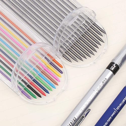 Miniatura 3 de Juego de 5 portalápices mecánicos de 0.079 in, 3 lápices automáticos y 2 estuches de repuestos de plomo (color y negro) para dibujo, escritura,