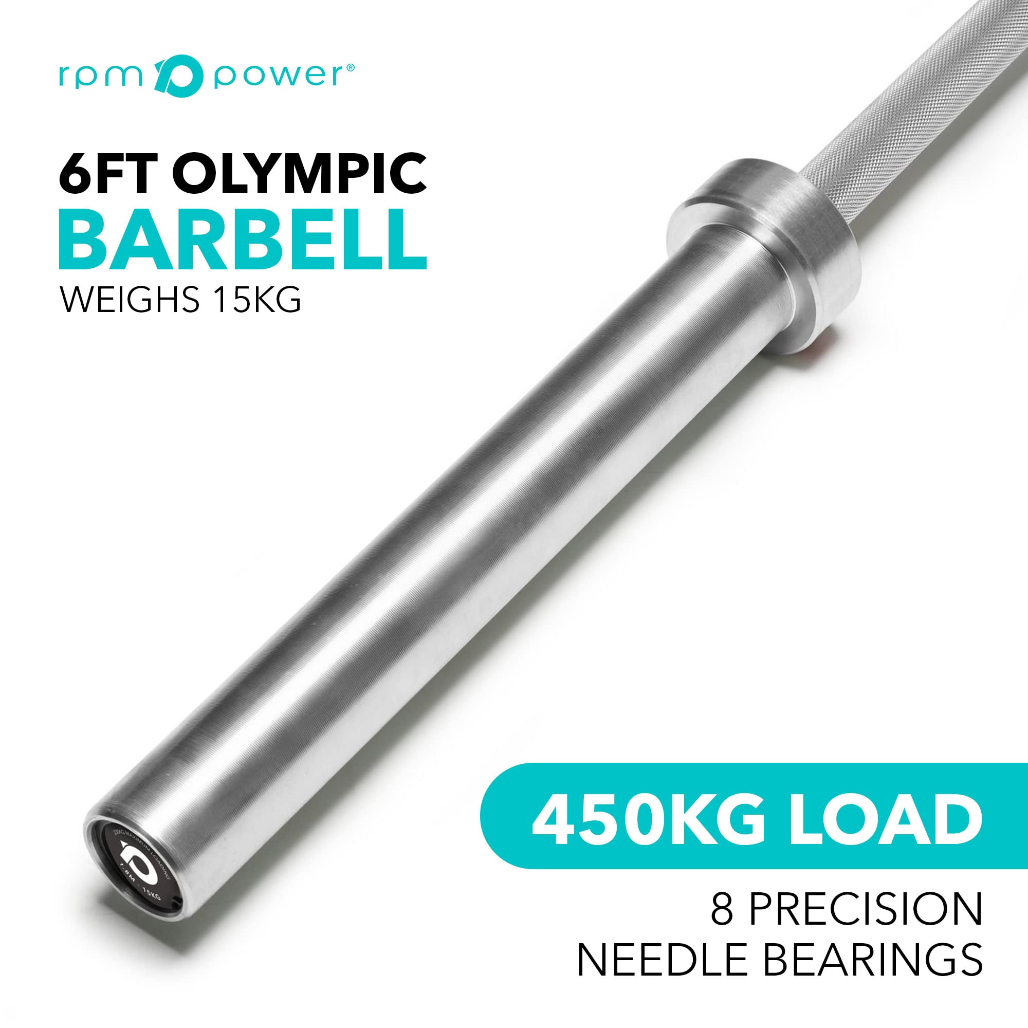 RPM Power Bilancieri olimpici, doppia zigrinatura, resistenza ad alta resistenza per sollevamento pesi, sollevamento olimpico, powerlifting, multiuso