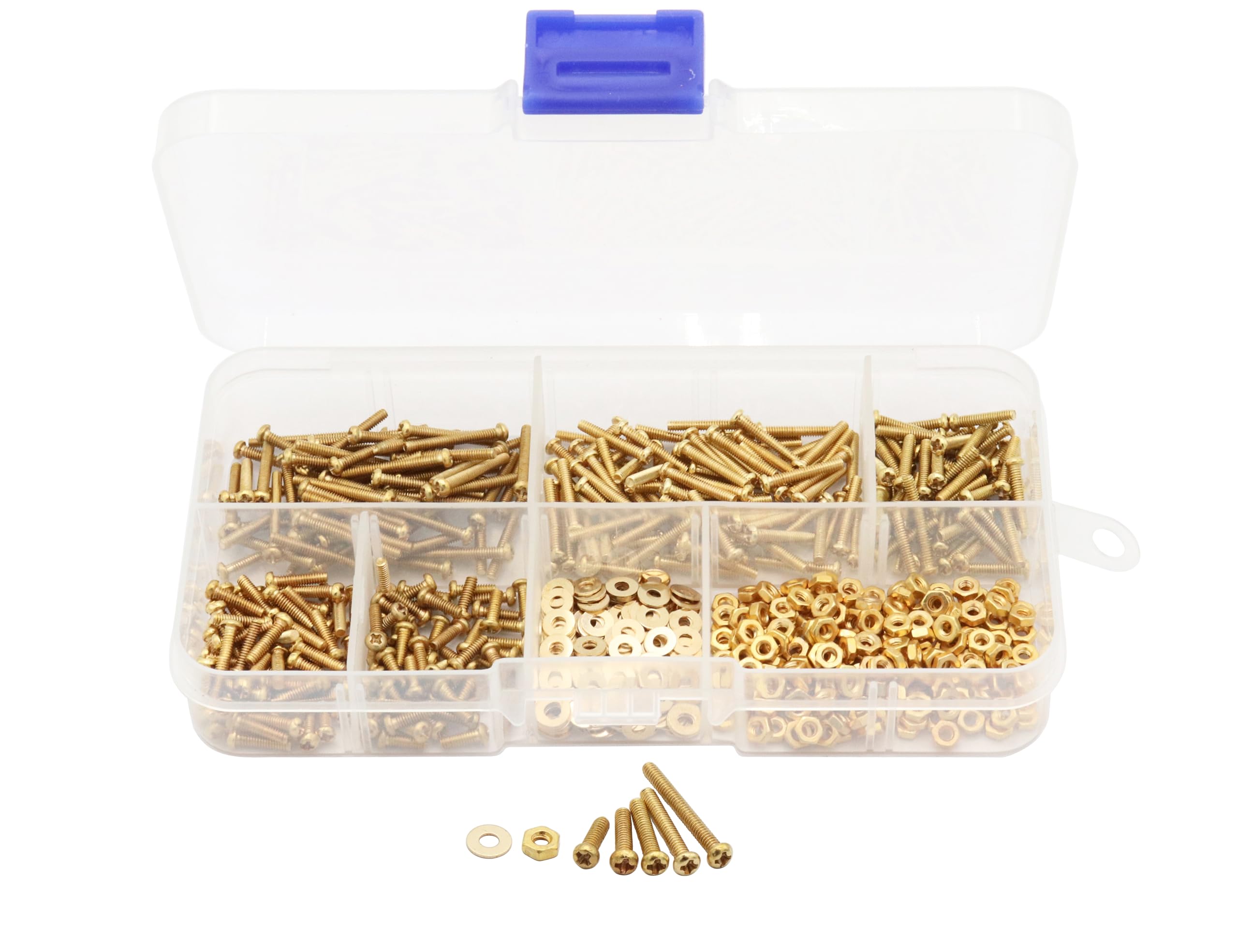 Copper Machine Screws Kit - 750pcs M2 with Nuts & Washers -1