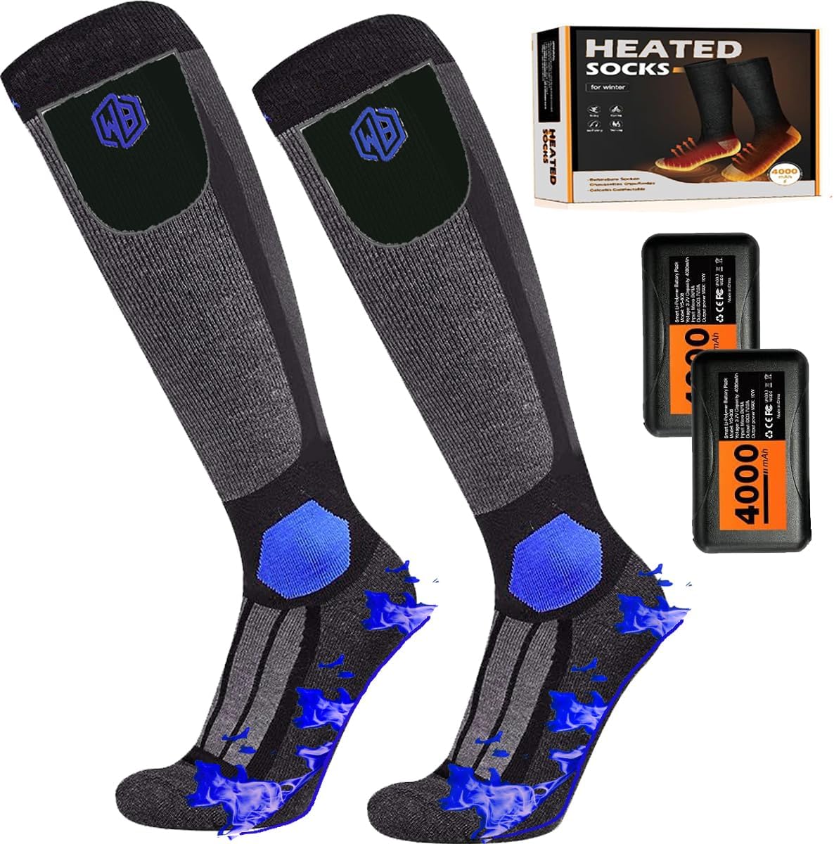 Wool Ski Socks Rechargeable Heated Socks for Men, Electric Socks for Women, Foot Warmers for Women Hunting Skiing Cycling Camping Hiking Ski Sock Christmas Stockings