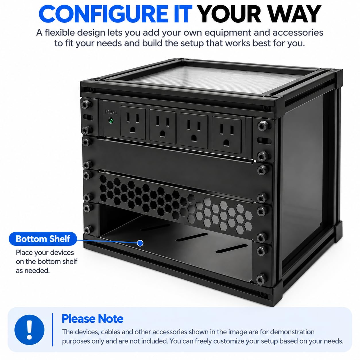Rack réseau 4U, 10" Mini rack de serveur, 20 cm de profondeur, pour matériel informatique et appareils A/V