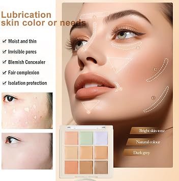 Full Coverage Colour Corrector Concealer Palette, for Dark Circles Redness | Orange pink green colour corrector for redness, dullness, blemishes. Under eye brightener. Long lasting blendable contour