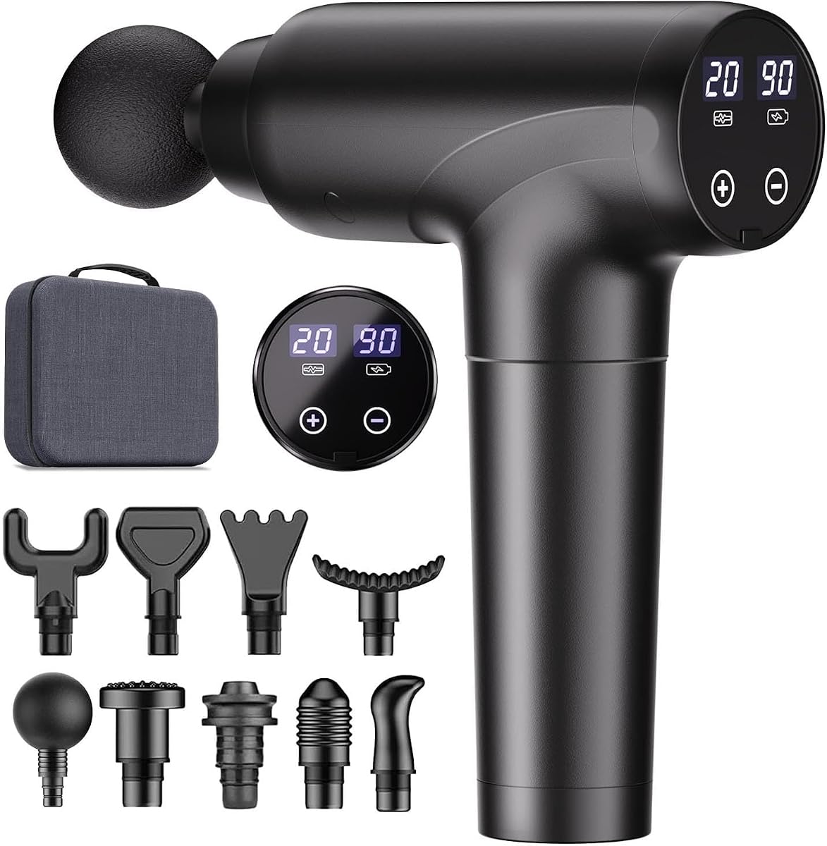 Cotsoco Pistola de masaje, pistola de masaje muscular, masajeador de espalda de tejido profundo para aliviar el dolor, herramienta de masaje eléctrico de mano de 20 velocidades con motor silencioso sin escobillas, adecuado para gimnasio, oficina, viajes en casa