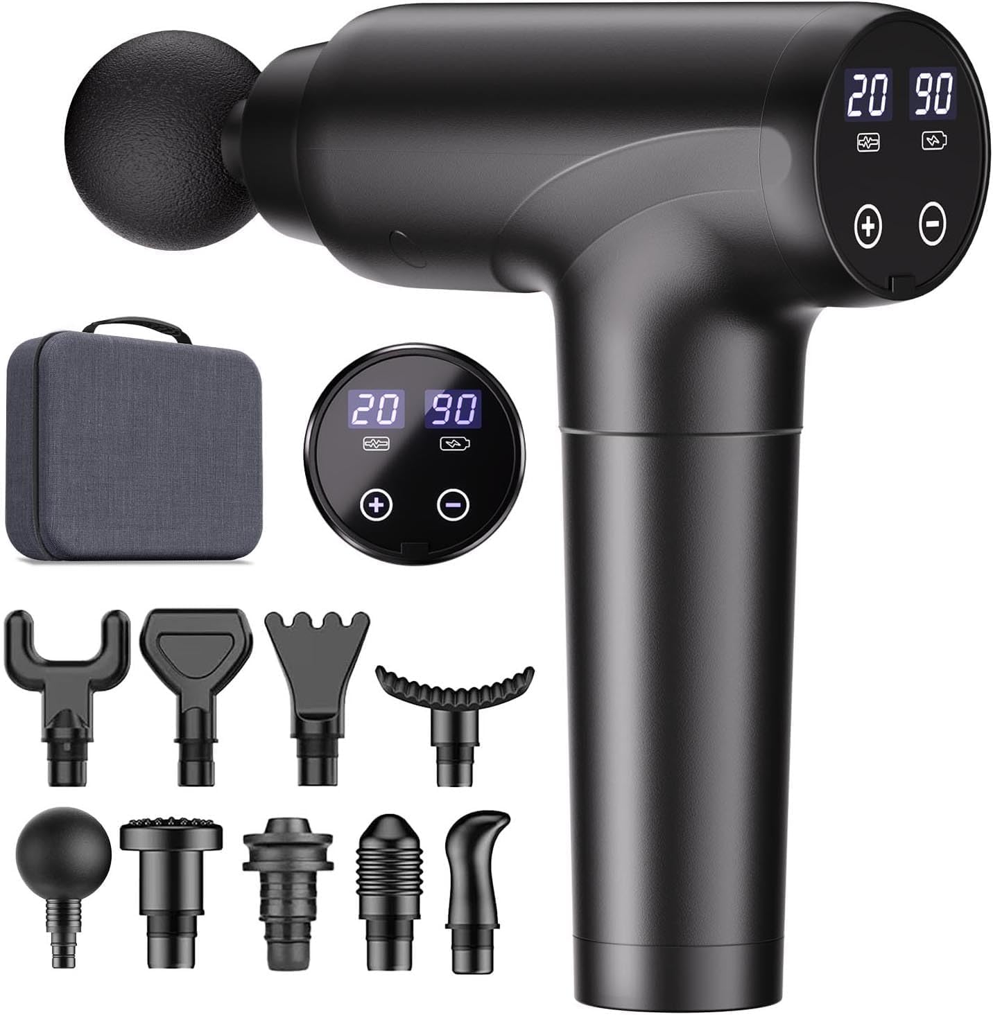 Percussion Massage Gun Deep Tissue, Handheld Electric Muscle Massage Gun, Portable 20 Speeds Back Massage for Athletes Pain Relief with 9 Massage Heads, Suitable for Gym Office Home Travel