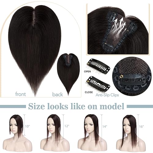 Miniatura 5 de S-noilite Toppers para el cabello para mujer, cabello humano real, base de encaje mejorado, toppers para mujeres con cabello delgado, piezas de