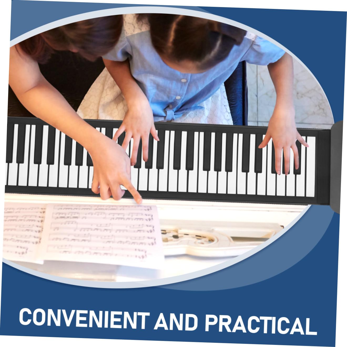 Pianoforte Portatile 61 Tasti in Silicone Leggero Funzione Accordo a Dito Singolo e Multiplo per Ragazzo Ragazza in Scena o Casa Ingresso Audio Mp3 e Pedale Sustain