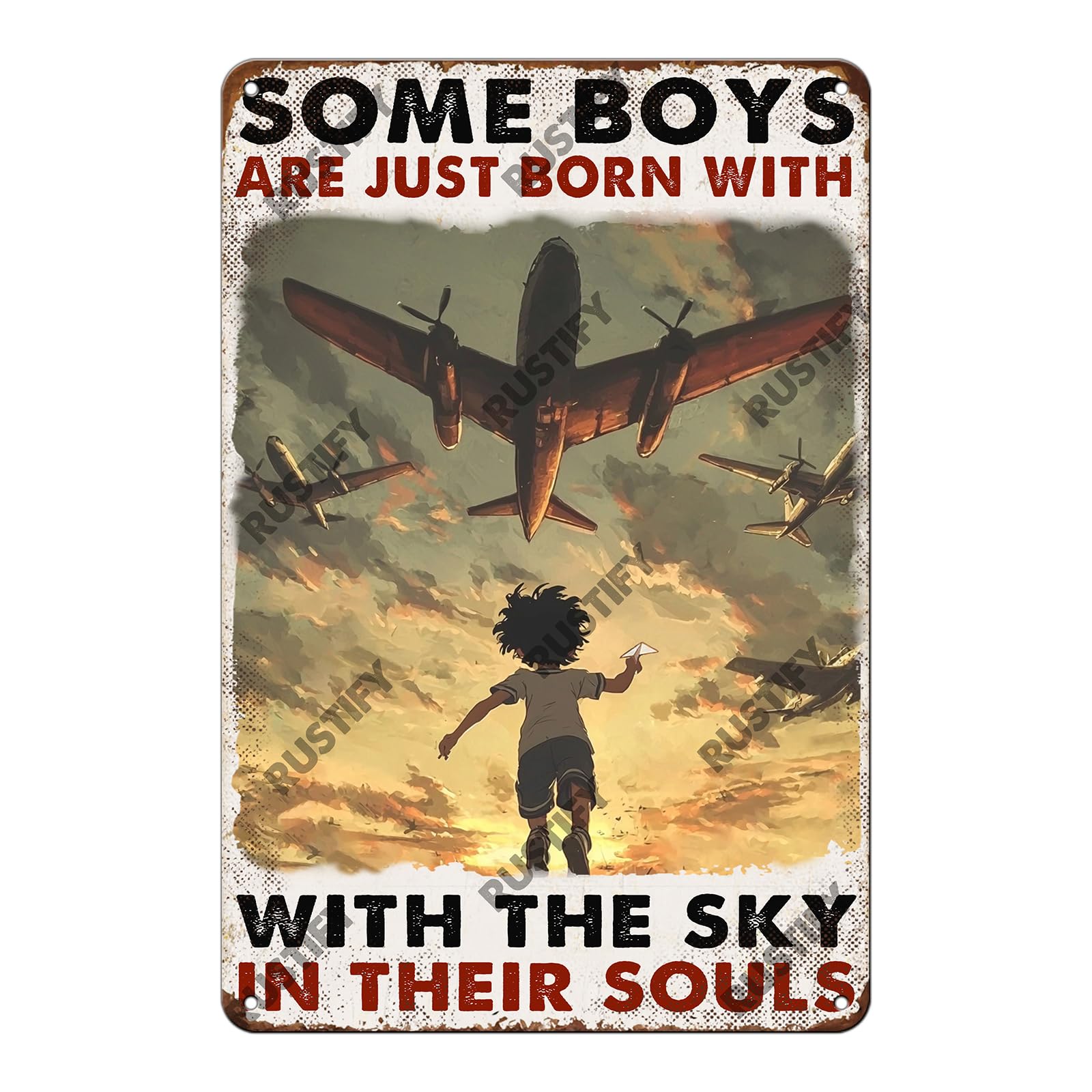 Anceky Vintage Metal Sign Some Boys Are Just Born With The Sky In Their Souls Tin Sign Wall Decor for Home Bar Cafe Kitchen Yard 12×8 Inch