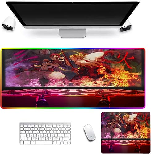 Mouse Pads Anime Game Gamer RGB Mause Pad Led Mouse Mats Desktop Large Mat Pc Gaming Computer Game XXL Keyboard Pad Desk Mat 39.37 inch x19.68 inch