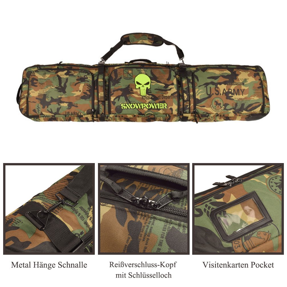 Sport Tent-Professionelle Snowboardtasche Skitasche Set mit Schuhfach/Helmfach Snowboardbag gepolsterter Skisack Board Bag Space Sack 156cm/166cm