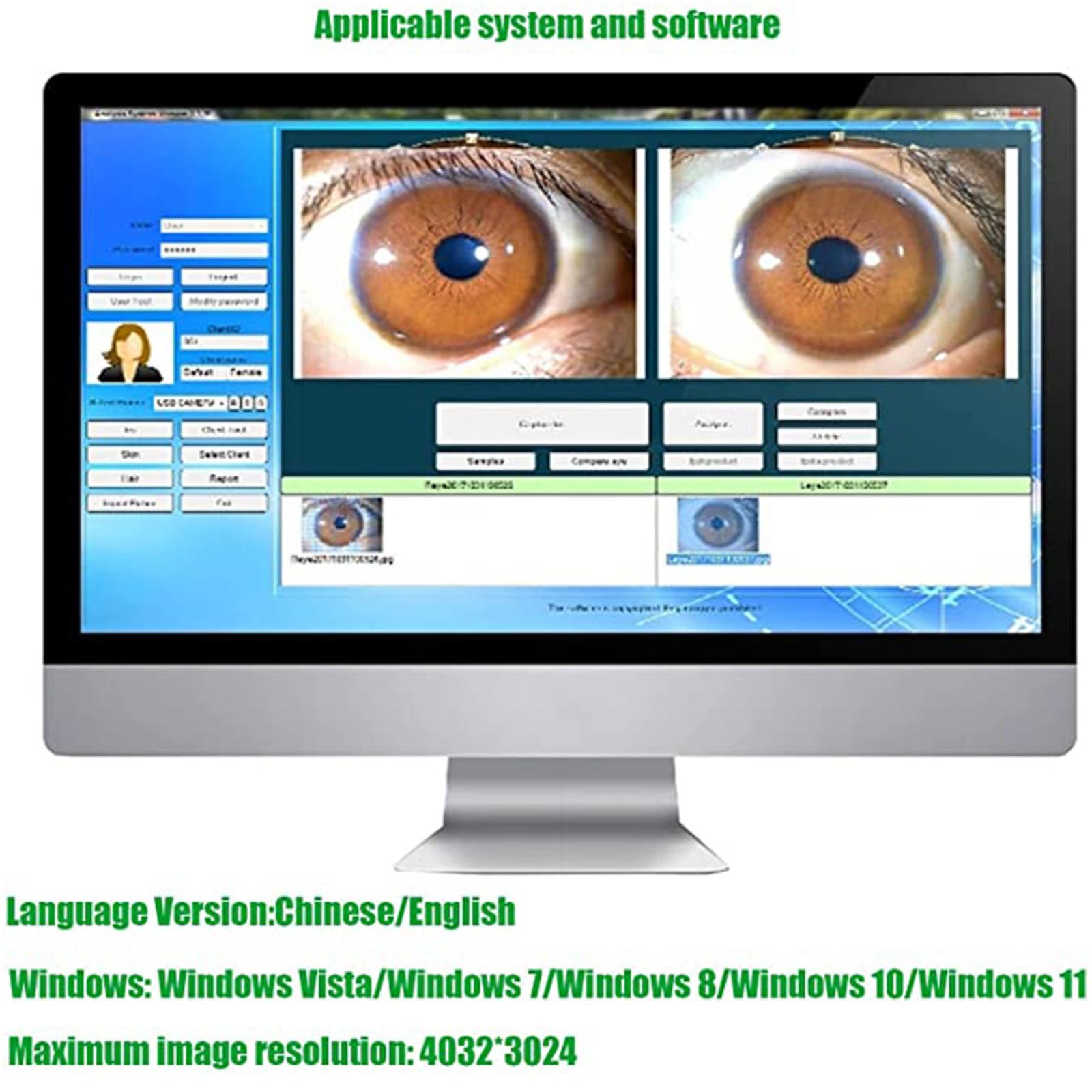 Iriscopio Digital de 12 MP, cámara de Iris, cámara de iridología Ocular, cámara Ocular de diagnóstico, Software de análisis sin Controlador, iriscopio USB CCD de Alta resolución