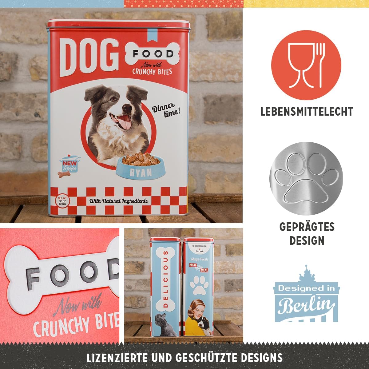 Nostalgic Art 30325聽Animal Club Dog Food Storage Tin XL