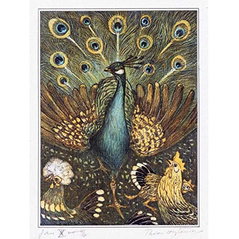 Artery8 Hoytema Peacock Chickens Birds Drawing Art Print Canvas Premium Wall Decor Poster Mural
