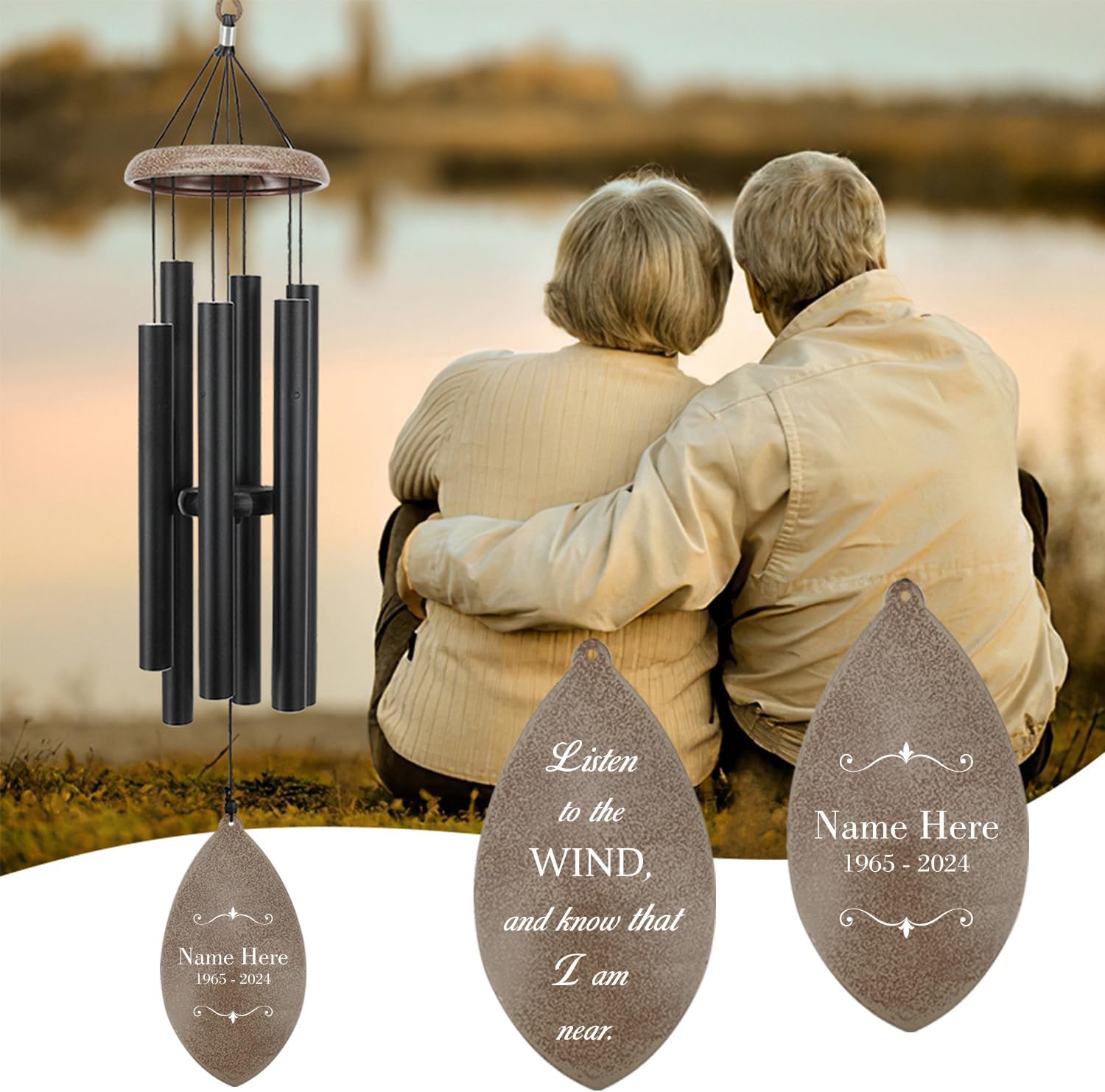 Personalized Memorial Wind Chime, Sympathy Mourning Wind Chimes, Customized Wind Chime Gifts for The Loss of A Loved One, Friends and Colleagues, Produced in USA