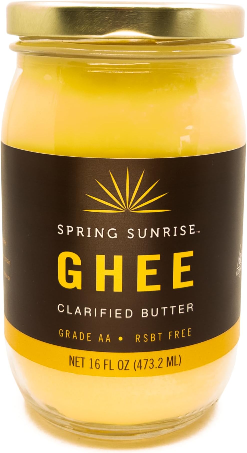 Spring Sunrise Classic Ghee 16 oz - Clarified Butter, rBST Free, Certified Kosher, Ghee for Cooking & Baking - Gluten & Lactose Free