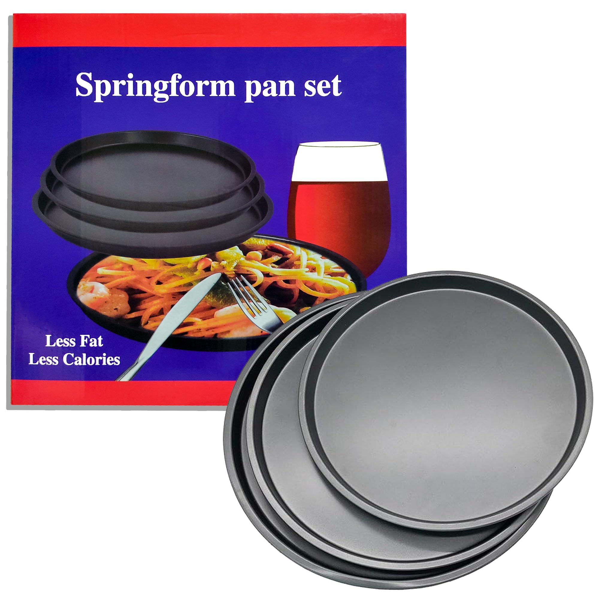 3Pcs Pizza Pans Set Bakeware Set (8", 9", 11") Carbon Steel Nonstick Kitchenware Baking Pan Round Pizza Tray - Black