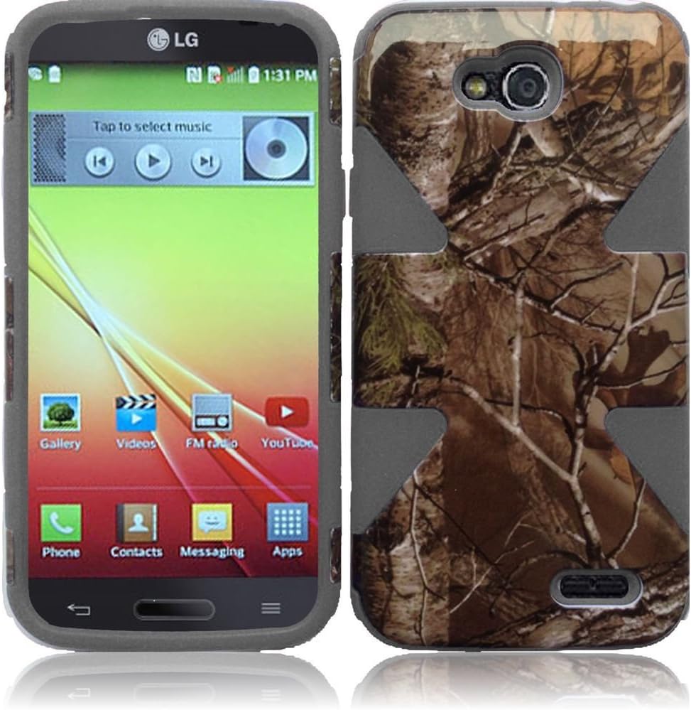 Army Camo Design on Gray Double Protection Hi-Tech DURABLE Two in One Hard and Silicon Cover Case for LG L90 (by T-Mobile) with Free Gift Reliable Accessory Pen