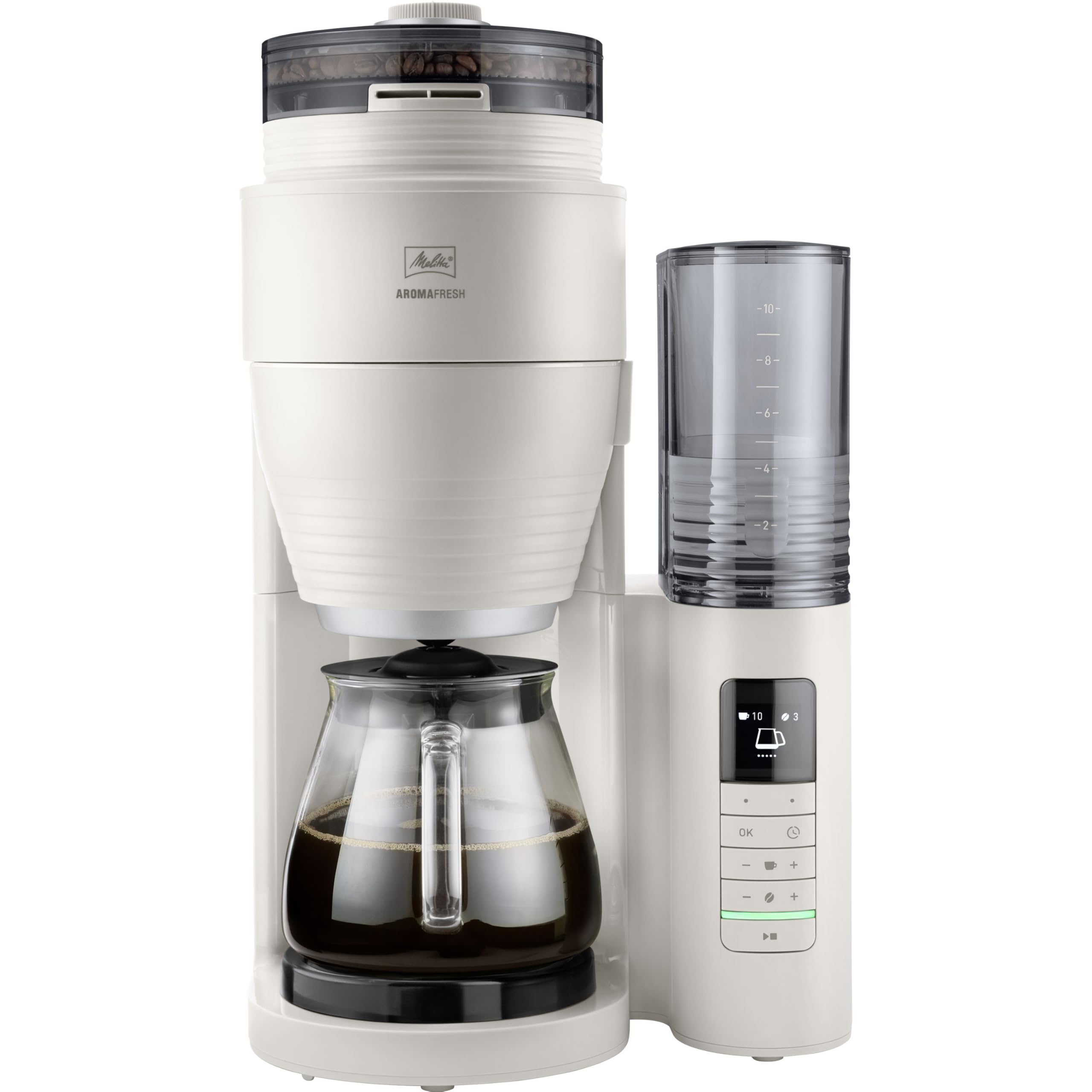 Melitta, Cafetière Filtre AromaFresh Pro X Édition Limitée 1,​5 L Gris, Cafetière Filtre avec Moulin en Céramique Intégré, 1,​25 L, 1130 W