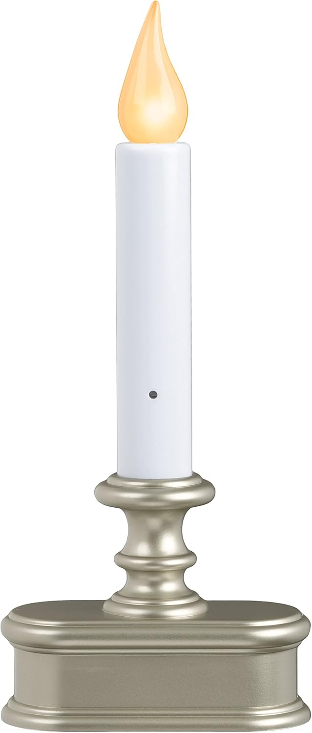 Xodus Innovations FPC1221P-R6 Battery Operated LED Dusk to Dawn Window Candle with Amber Steady On or Flicker Flame,Pewter/Silver Pack of 6