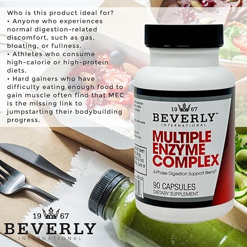 Miniatura 4 de Beverly International Complejo de enzimas múltiples (MEC, 90 cápsulas. Una ayuda digestiva ultra premium que ayuda a culturistas, atletas y