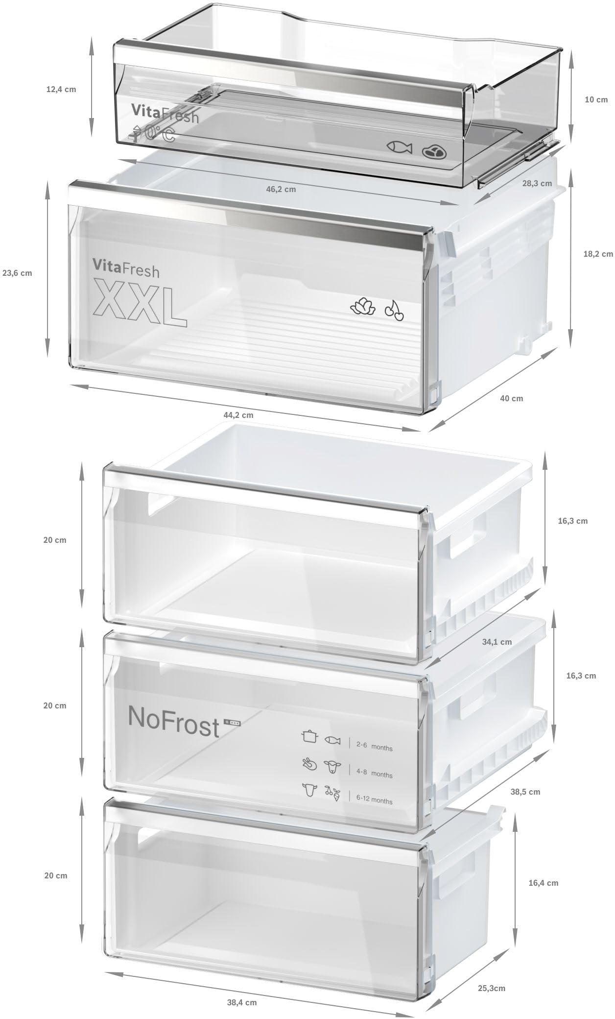 Bosch Serie 6 Freistehende Kühl-Gefrier-Kombination 203 x 60 cm KGN39AIAU | NoFrost nie wieder abtauen, XXL 363 l Volumen, VitaFresh Pro 0 °C Zone hält Lebensmittel 3x länger frisch, extrem leise 29 dB