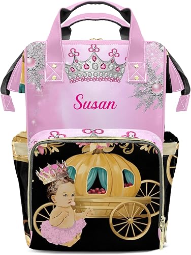 Mochila de pañales para niña negra afroamericana afroamericana personalizada con nombre, bolsa de hombros para pañales personalizada, regalos para