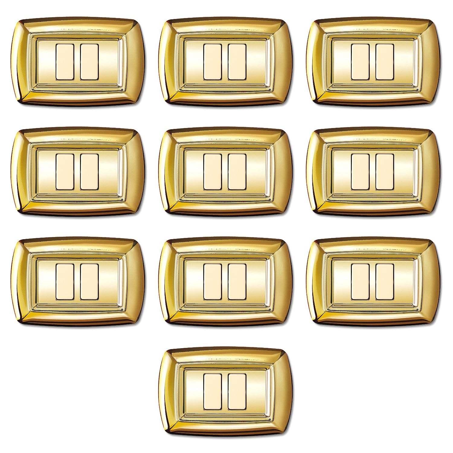 Plaques de finition or 2 modules compatibles Bticino Magic lot de 10 contre l'usure murale