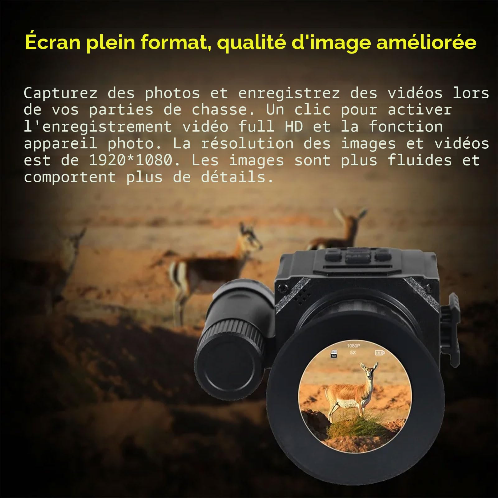 NK008 Lunette Numérique de Vision Nocturne pour la Chasse Viseur Infrarouge Monoculaire Zoom 5X avec Réticule Caméra Vidéo HD 1080P