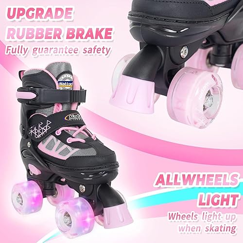 Miniatura 2 de Nattork Patines de ruedas para niños y niñas, 4 tamaños ajustables con ruedas iluminadas para niños principiantes para interiores y exteriores