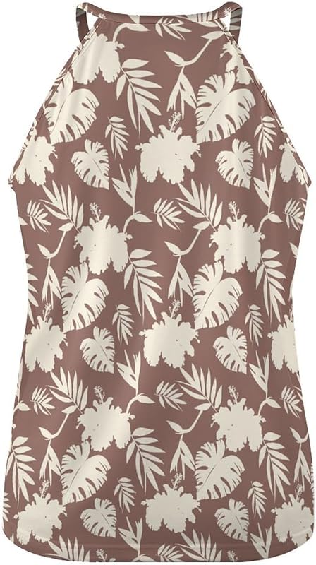 Women's Brown Leaves Tank Tops Sleeveless Pullover Top Trendy Sexy Printed Vest Plus Size Crewneck Tank 2026 Casual Camisole Shirt 2XL image 5
