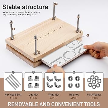 UzecPk Book Binding Kits, Book Press, Bookbinding Kit, Book Binding Materials Bookbinding Supplies for DIY Bookbinding Books Making 11.8 X 7.6 Inches