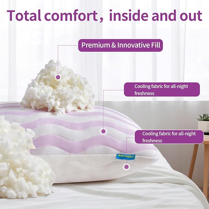 Set 2 Almohadas Memory Foam Queen Ajustable Refrescante miniatura 5