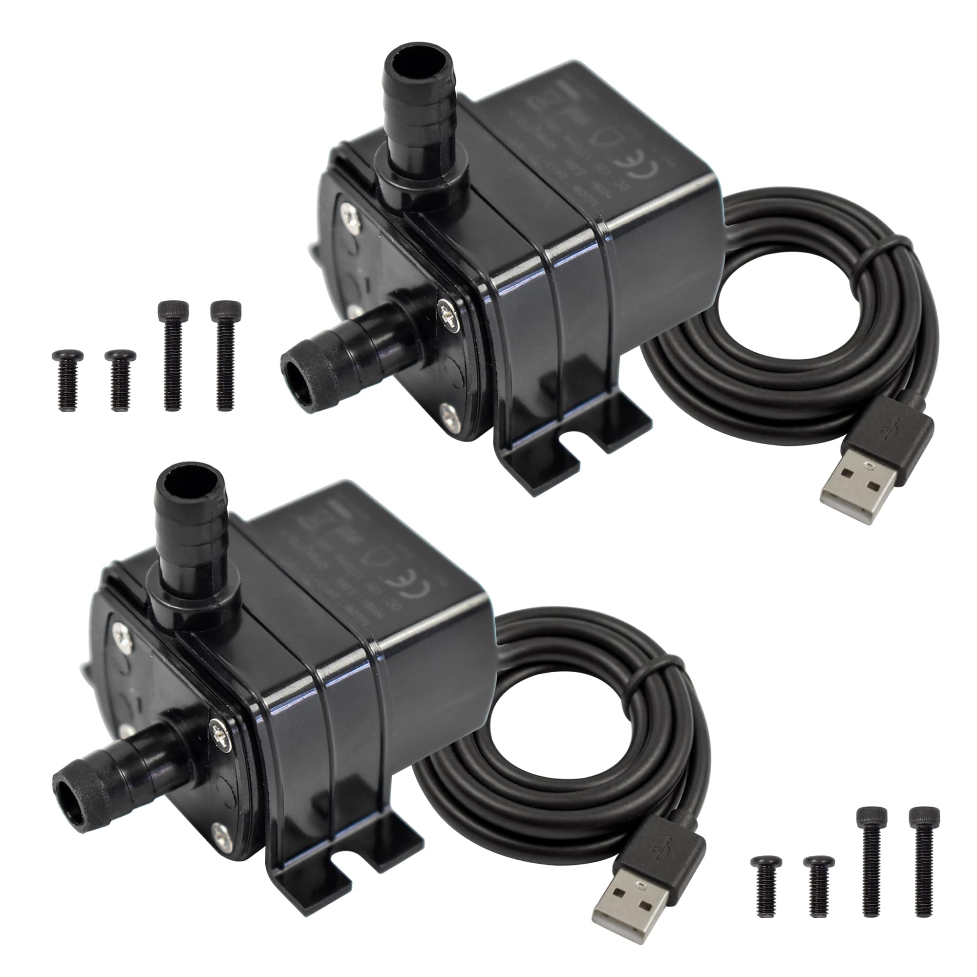 CONQUERALL 2PCS DC 5V USB Solar Fountain Pump 1W 34GPH 3.2ft Submersible Pump for Outdoor Camping Water Supply