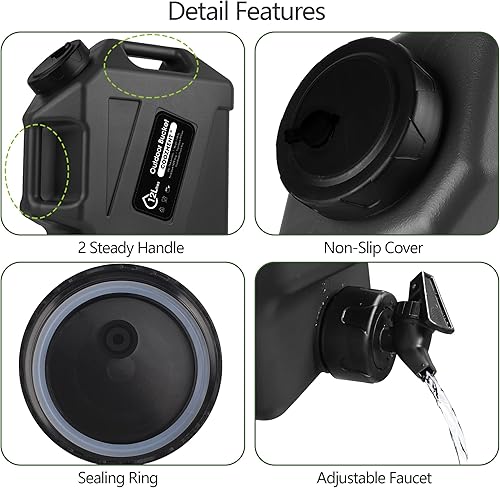 Miniatura 4 de COOZMENT Contenedores de almacenamiento de agua portátiles de 3.2 galones (12 litros), jarra de agua, contenedores de agua de PE de grado