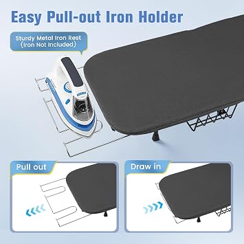 Tabletop Ironing Board, Foldable Small Ironing Board with Iron Holder Portable Mini Iron Board for Small Spaces Compact Table top Small Ironing Table for Dorms, Aprtment, RVs, Travel, 32x12