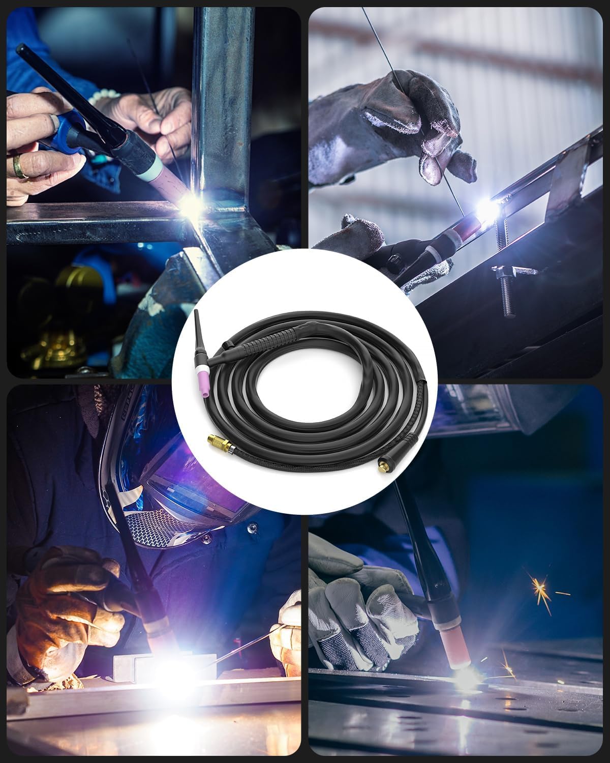 H HZXVOGEN WP17V TIG 4M - Soplete de soldadura SR-17V TIG refrigerado por aire, 140A-150A, con conector rápido para soldadura TIG/Lift ARC, compatible con HVM200/HVM140/MIG250DP