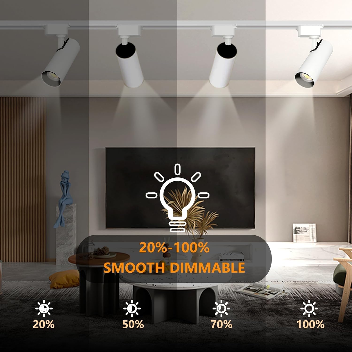 Ultra-Bright H Type White Track Lighting Kit with 13.1 FT Track Rails, 12 Heads 6000K Cool White 20W 2400lm, Dimmable Plug in LED Track Lights Modern Indoor Spotlight Fixture