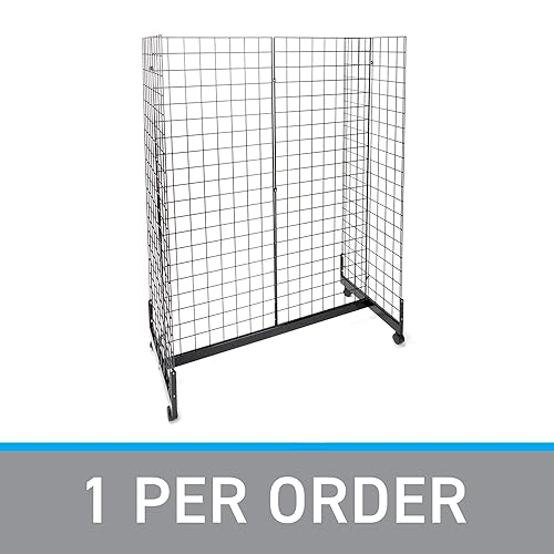 Miniatura 7 de SSWBasics Unidad de góndola de rejilla negra, incluye base y ruedas, unidad de rejilla de 48 pulgadas de largo x 66 pulgadas de alto x 24 pulgadas