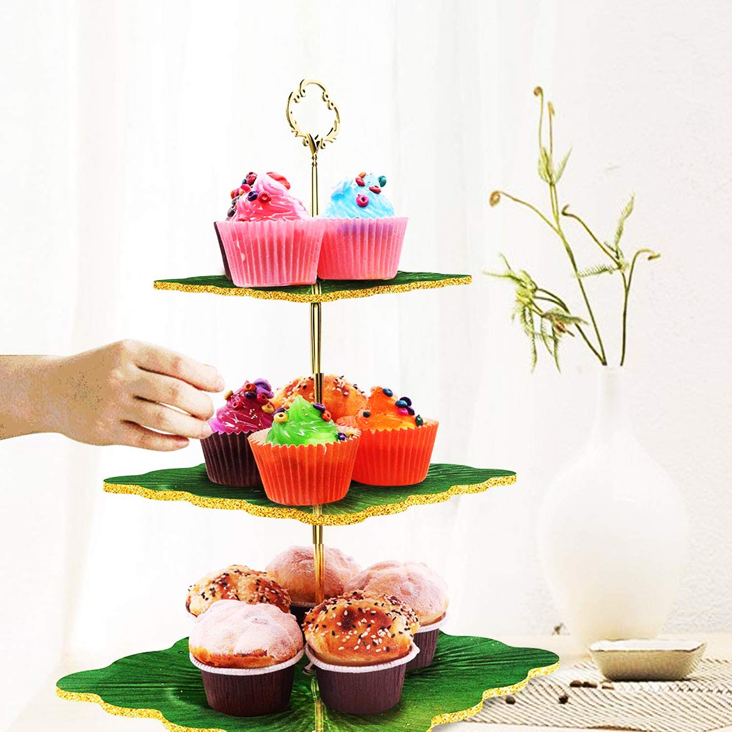 Woohome Molde Silicona Resina 3 Niveles Bandeja Resin Moulds, Moldes De Resina Para Torre De Postre Con Soporte Para Cupcakes Frutas Postre O Té, Cuadrado