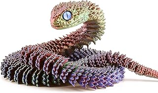 3D Gedruckte Schlange,62 cm Gemeinsame Bewegliche Schlangenfigur,3D Gedrucktes Flexibles Spielzeug,3D Gedrucktes Tier Bewegliche Sammlerstücke für Wohnzimmer,Schlafzimmer,Schrank,Dekor