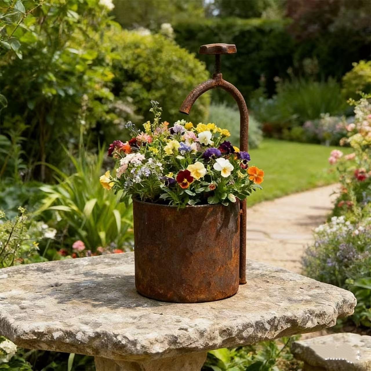 Wasserhahn aus Edelrost zum Bepflanzen Dekorieren Außenwasserhahn in Rostoptik 30 x 14 x 14 cm Rost Pflanzschale Blumentopf Windlicht Gartendeko Rostdeko (Wasserhahn)