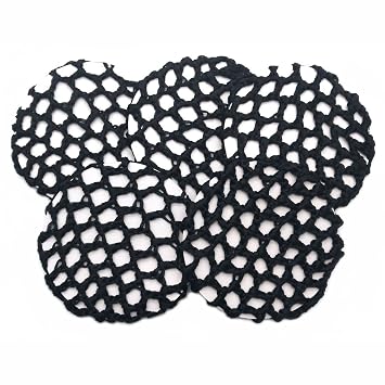GARASANI 5 Pack Women Ballet Dance Skating Snoods Hair Net Bun Cover Black Bold mesh