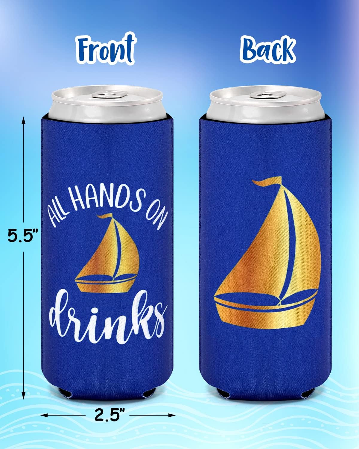 CiyvoLyeen Let’s Get Nauti Beer Can Coolers, Bachelorette Party Slim Can Sleeves Beverage Nautical Sailor Drink Holder Soda Cover Coolies Weddings Supplies Last Sail Before The Veil Decorations 12PCS image 5