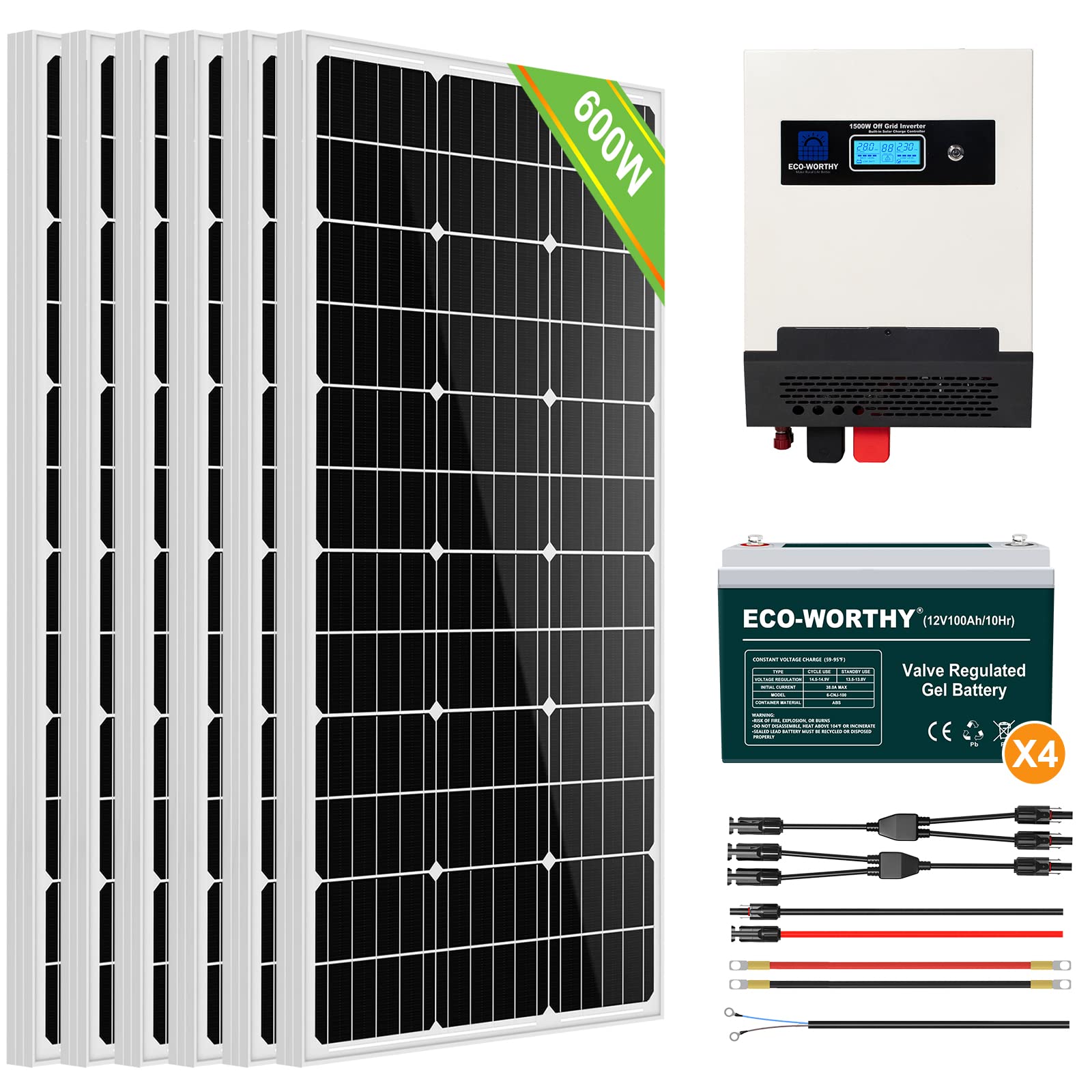 Buy ECO-WORTHY 600Watts 24Volt Solar Panel Complete Kit with 4.8KWH ...