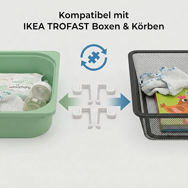 8er Set Adapter passend für Hauck Alpha & Beta Hochstuhl – kompatibel mit IKEA Trofast Box & Korb – Befestigung für 2 Boxen gleichzeitig – werkzeuglose Montage – R-Satz Shop - 4