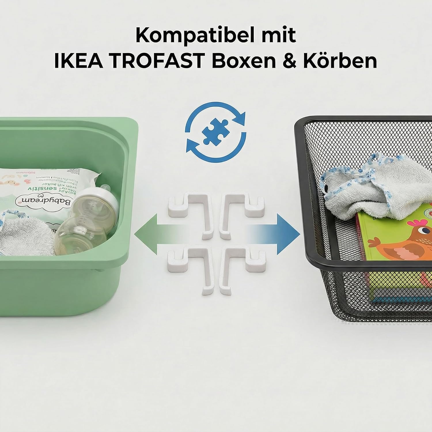 8er Set Adapter passend für Hauck Alpha & Beta Hochstuhl – kompatibel mit IKEA Trofast Box & Korb – Befestigung für 2 Boxen gleichzeitig – werkzeuglose Montage – R-Satz Shop - 5