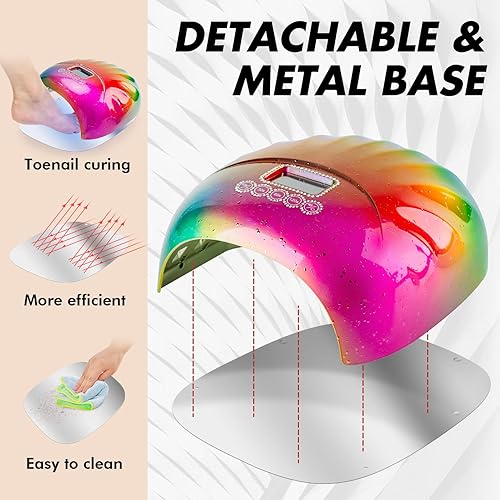 Miniatura 7 de Lámpara de uñas UV, lámpara de uñas LED UV inalámbrica de 78 W con 4 ajustes de temporizador, secadora NAI multifunción con forma de carcasa